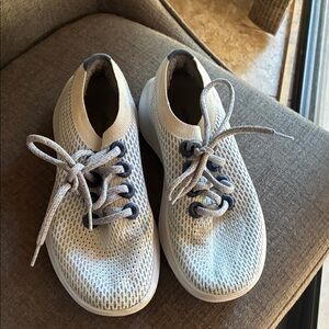 allbirds Light Gray and Cream Knit Lace-Up Sneakers